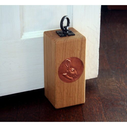 Oak Door Stop - Hare - Copper