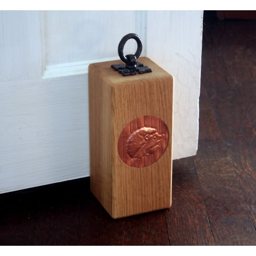 Oak Door Stop - Hedgehog - Copper