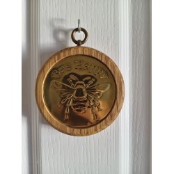Small Pendant - Bee Happy - Brass - Oak