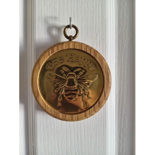 Small Pendant - Bee Happy - Brass - Oak Small Pendant - Bee Happy - Brass - Oak
