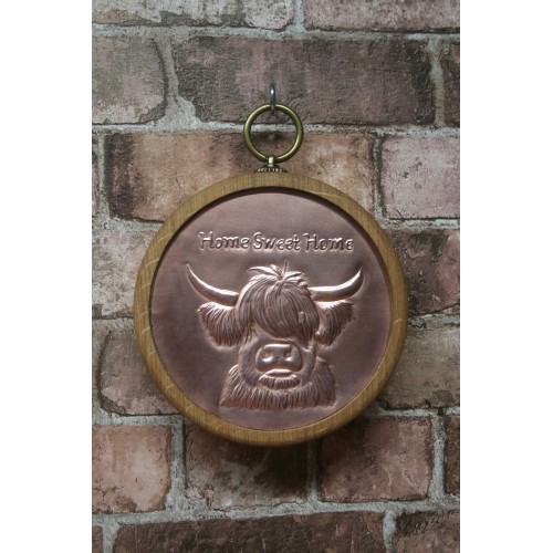 Large Pendant - Highland Cow/Home Sweet Home - Copper