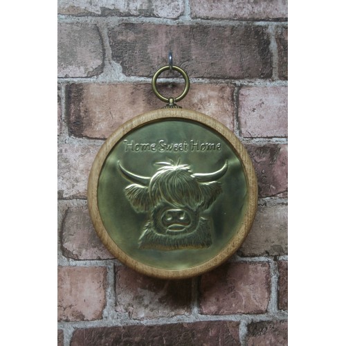 Large Pendant - Highland Cow/Home Sweet Home - Brass